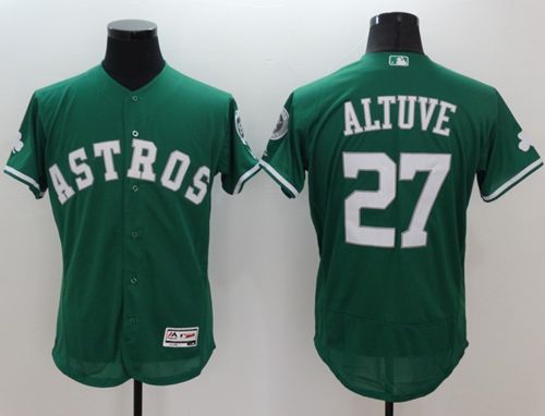 Astros #27 Jose Altuve Green Celtic Flexbase Authentic Collection Stitched MLB Jersey - Click Image to Close